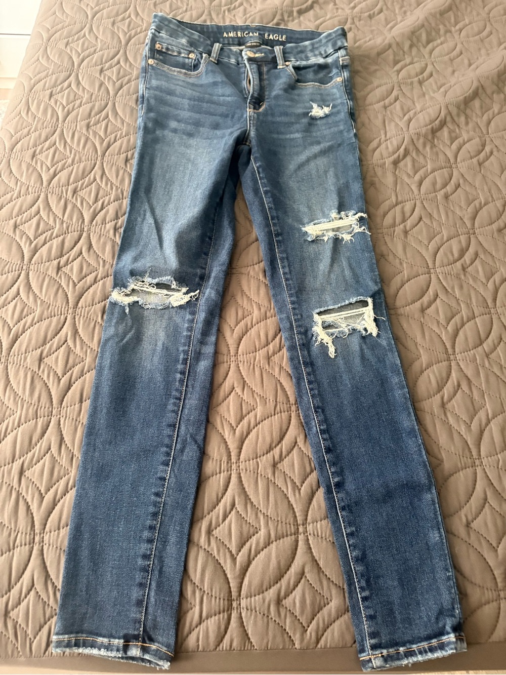 American Eagle Outfitters Blue Ripped Skinny Jeans